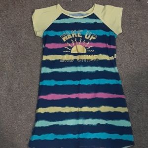 'Wake up and shine' nightgown colorful stripes